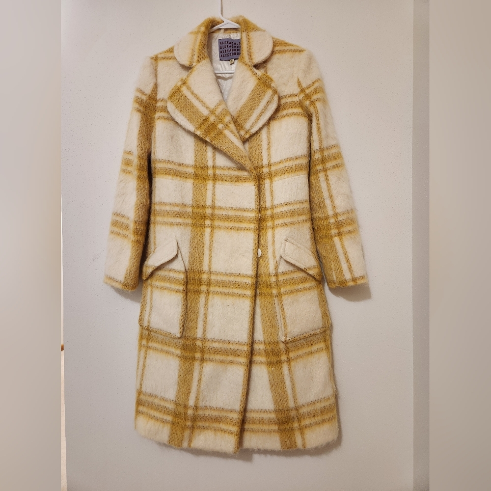 Alexachung mustard plaid trench coat